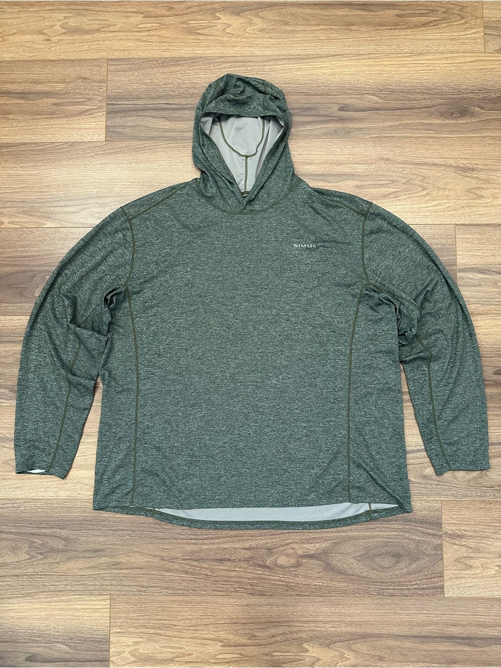 Simms Bug Stopper Hoodie Insect Shield Sun Hoodie in Blue Gray Size 2XL